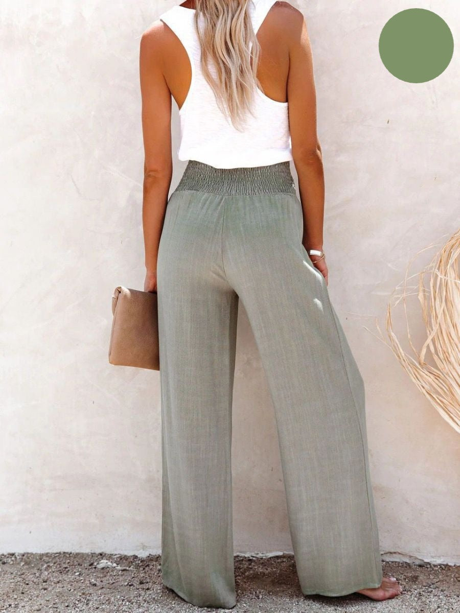 Women's Linen Pants with High Waist and Wide Leg – Livia