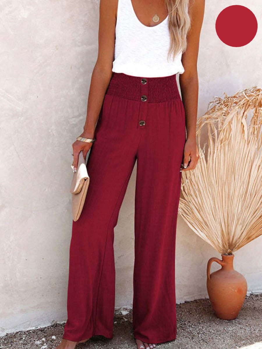 Women's Linen Pants with High Waist and Wide Leg – Livia