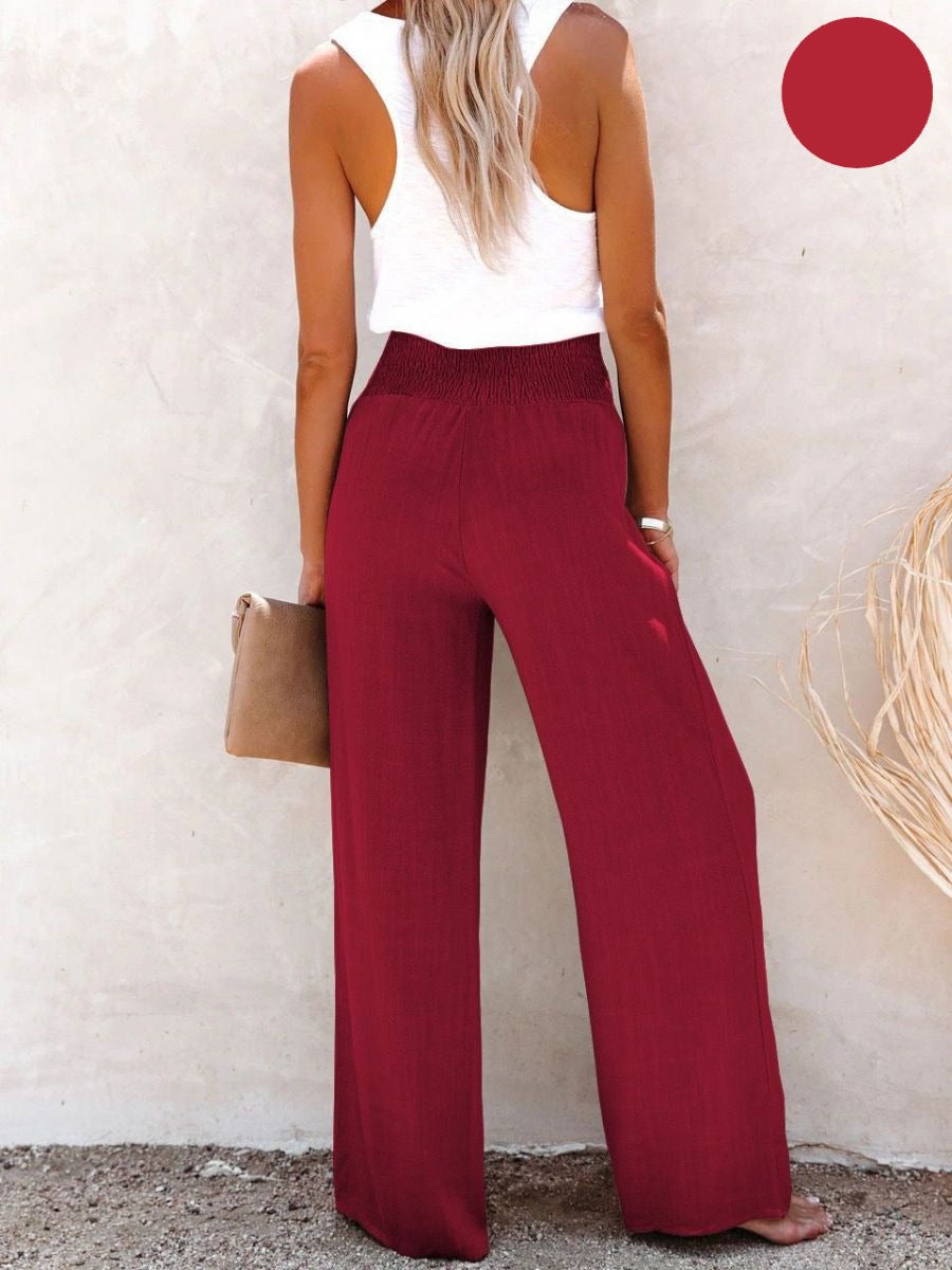Women's Linen Pants with High Waist and Wide Leg – Livia