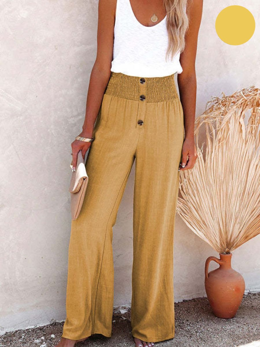 Women's Linen Pants with High Waist and Wide Leg – Livia