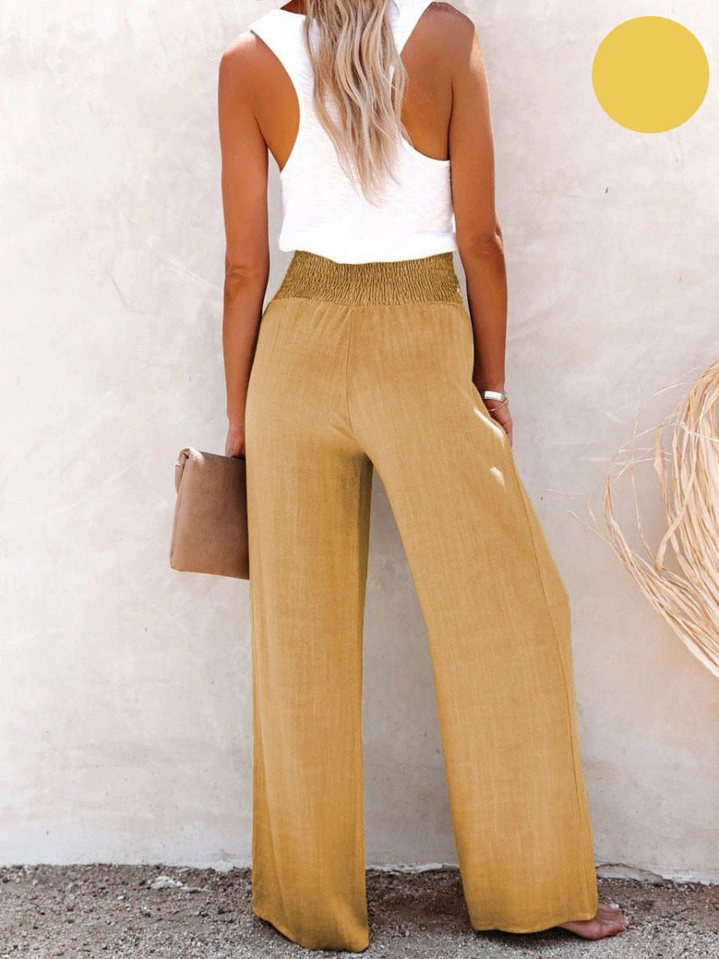 Women's Linen Pants with High Waist and Wide Leg – Livia