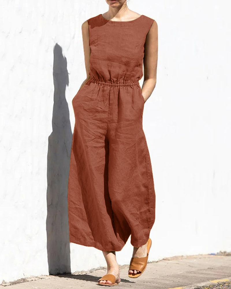 Sleeveless Jumpsuit with Wide Leg – Aurelia
