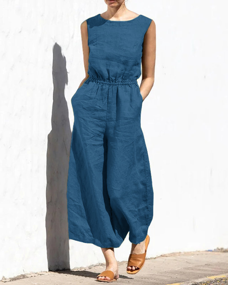 Sleeveless Jumpsuit with Wide Leg – Aurelia