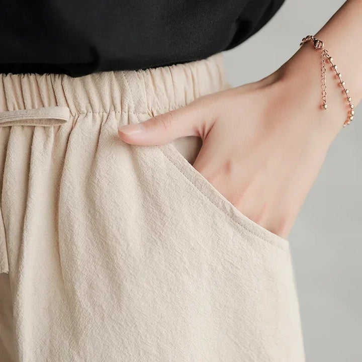 Luftige dame-lærredsshorts med høj talje og sporty pasform – Fenja