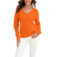 Women's knitted sweater with V-neck in a loose fit – Wanfrieda