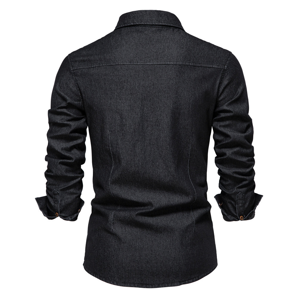 Elastic Cotton Denim Shirt - Logan