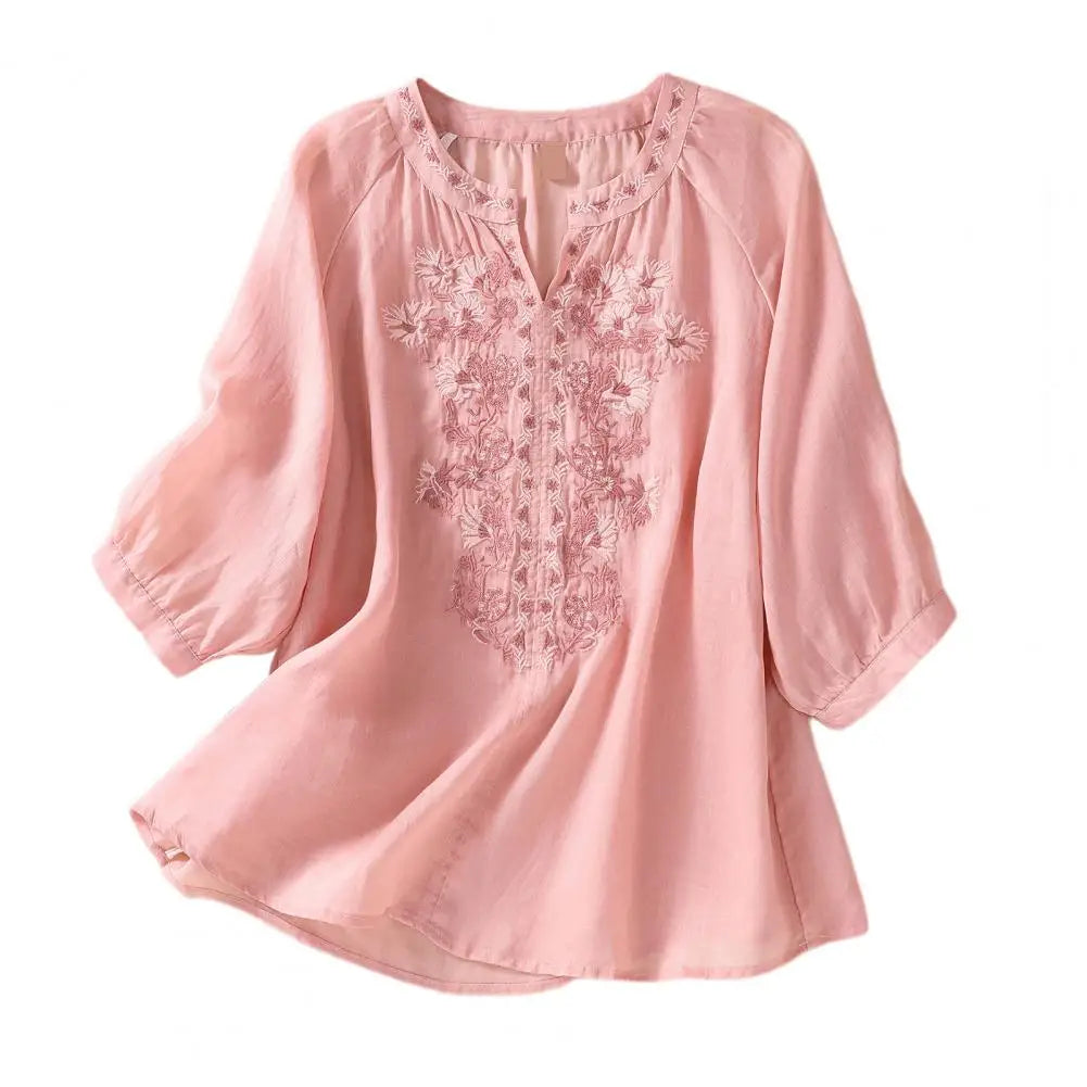 Embroidered Women's Summer Blouse made of Cotton – Ysolde