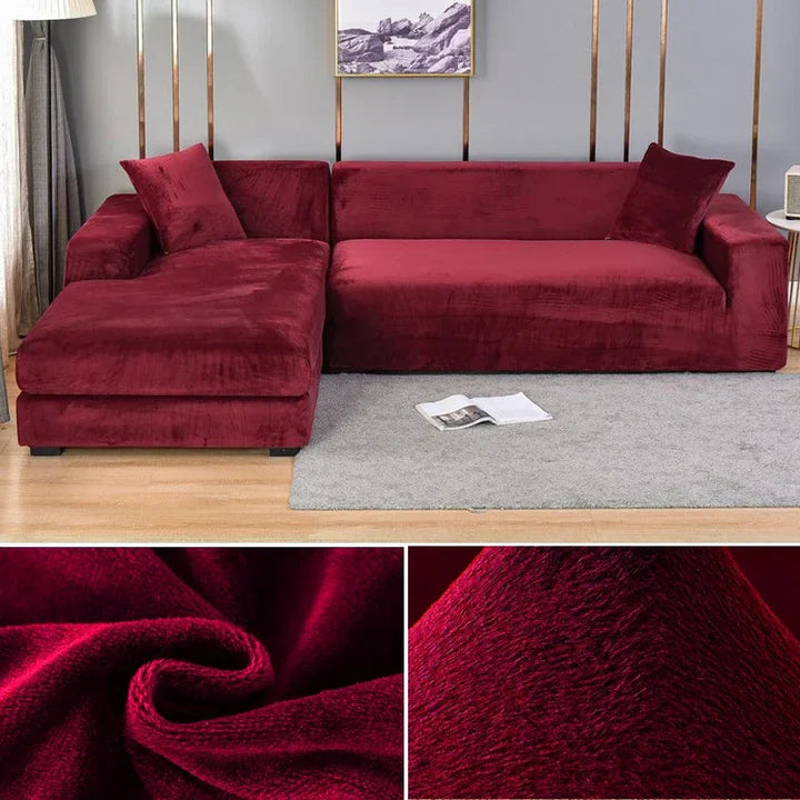 Stretch velour sofa cover with luxurious finish – Sofina