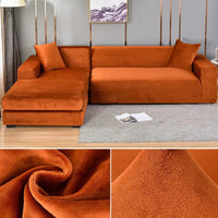 Stretch velour sofa cover with luxurious finish – Sofina