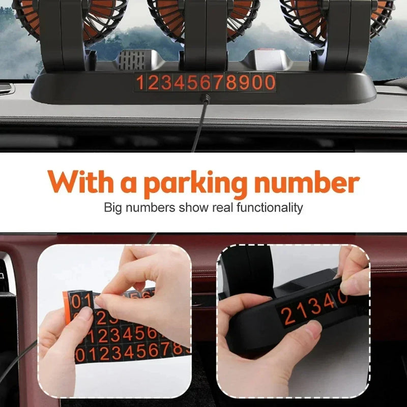 360° verstellbarer 3-Kopf-Autolüfter USB/12V/24V – AirFlow