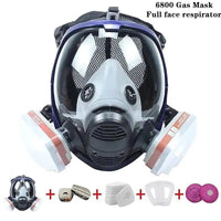 Full face mask with anti-fog lens and industrial gas filters