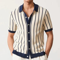 Striped knitted shirt with button placket for men – Emilio
