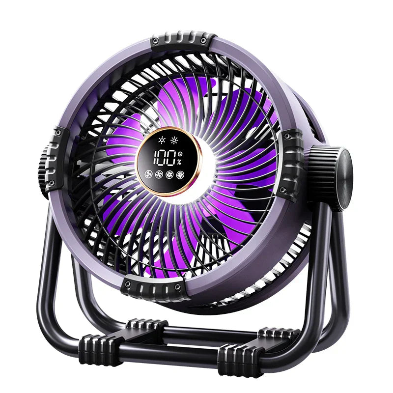 Camping fan with 20000mAh battery, LED light & remote control – WindMate