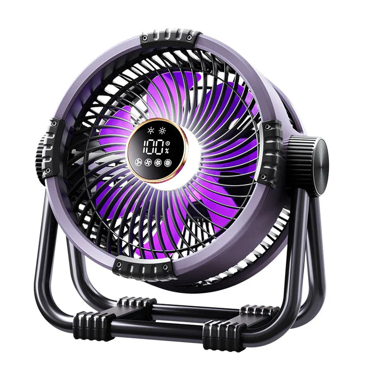 Camping fan with 20000mAh battery, LED light & remote control – WindMate