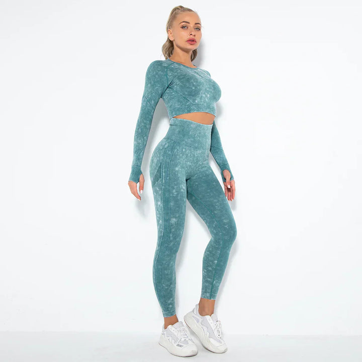 Conjunto de yoga para mujer sin costuras con top corto - Nova