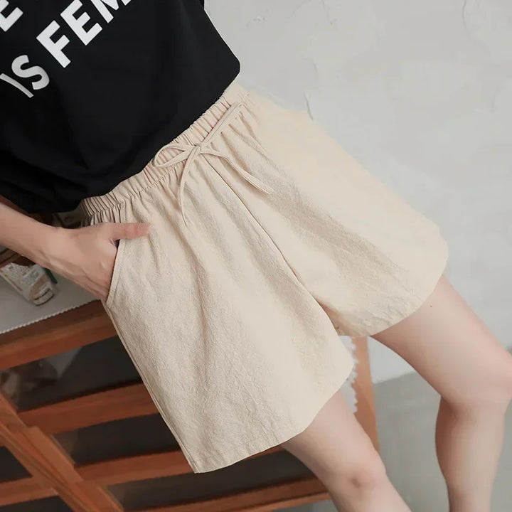 Luftige dame-lærredsshorts med høj talje og sporty pasform – Fenja