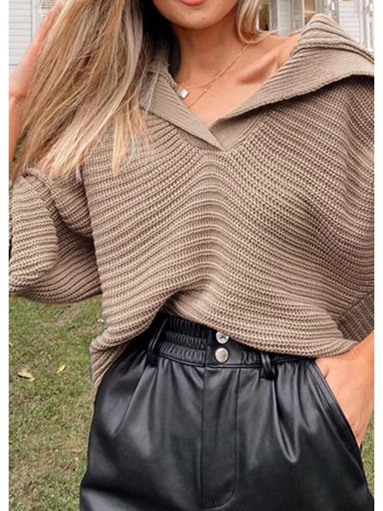 Knitted V-neck Sweater - Isolde