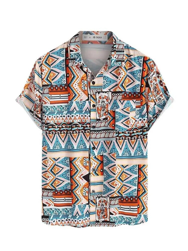 Sommer Women's Shirt with Ethnic Print and Chest Pocket – Nova