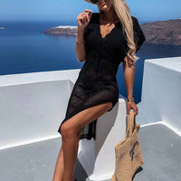 Crocheted beach dress with waist belt – Yara