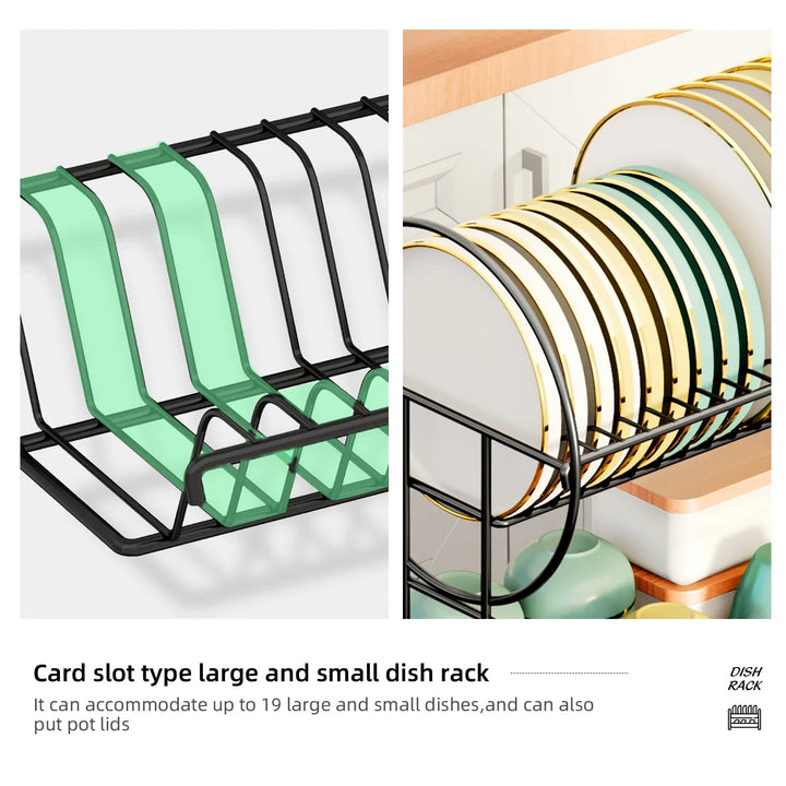 2-tier dish drying rack with drip tray and cutlery holder – Aria