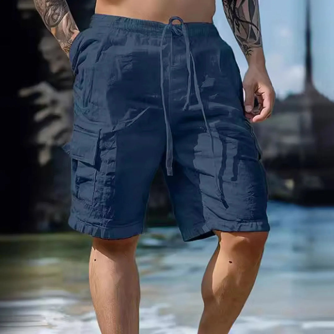 Airy men's linen shorts with wide leg and drawstring – Silas