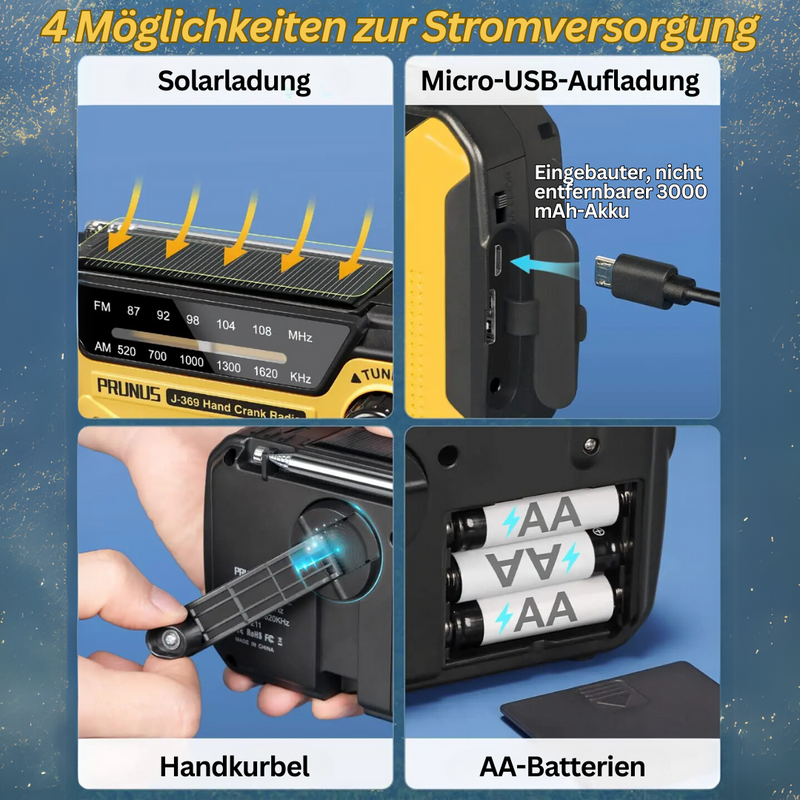 Multifunktionales Notfallradio mit Ladeoptionen - SafeSignal