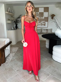 Airy A-line corset maxi dress with spaghetti straps – Serina