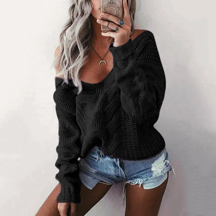 Women's Oversize Knit Sweater with Long Sleeves – Thalia