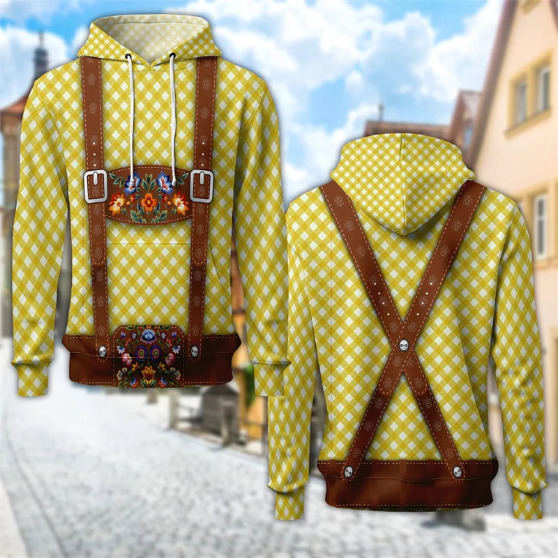 Sudadera con capucha 3D Trachten con estampado de jarra de cerveza – ProstZeit Oktoberfest 2025