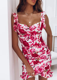 Airy wrap dress with floral print & ruffles – flattering fit for summer – Sylvia