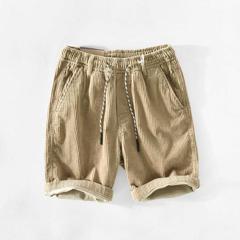 Pantalones cortos retro de pana para hombre con corte cómodo – Raul