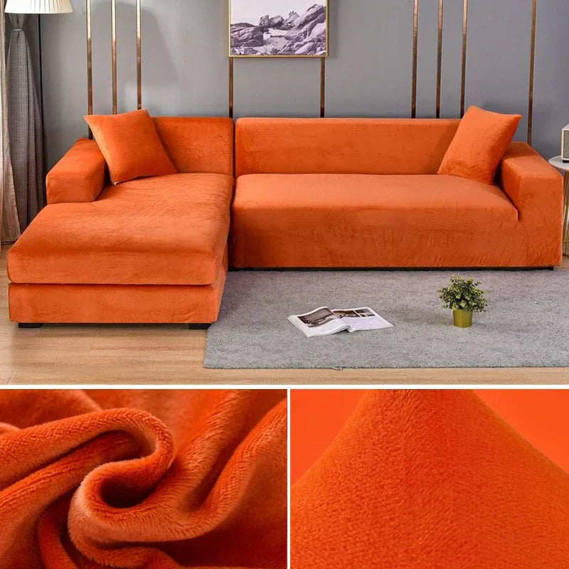 Stretch velour sofa cover with luxurious finish – Sofina