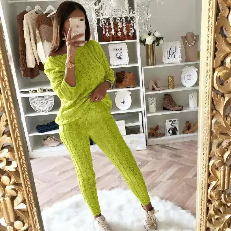 Women's Knitted Tracksuit Two-Piece Set for Autumn & Winter – Isaline