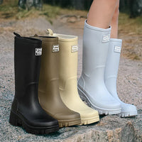 Women's Chelsea waterproof rain boots with block heel & tread sole – Saphira