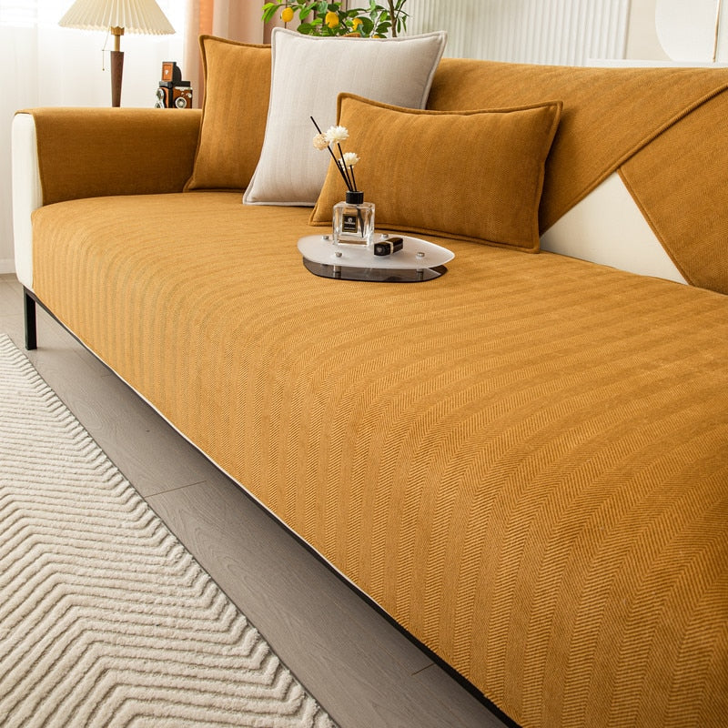 Chenille bank protector with herringbone texture – VeluraShield