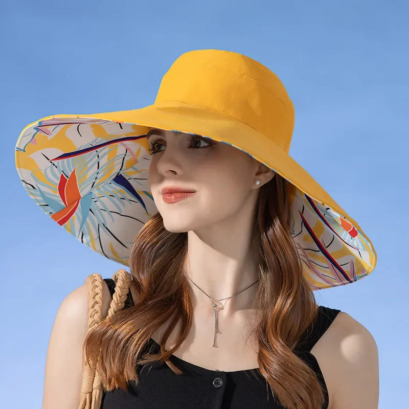 Reversible cotton sun hat with wide brim (56–60 cm) – Liora