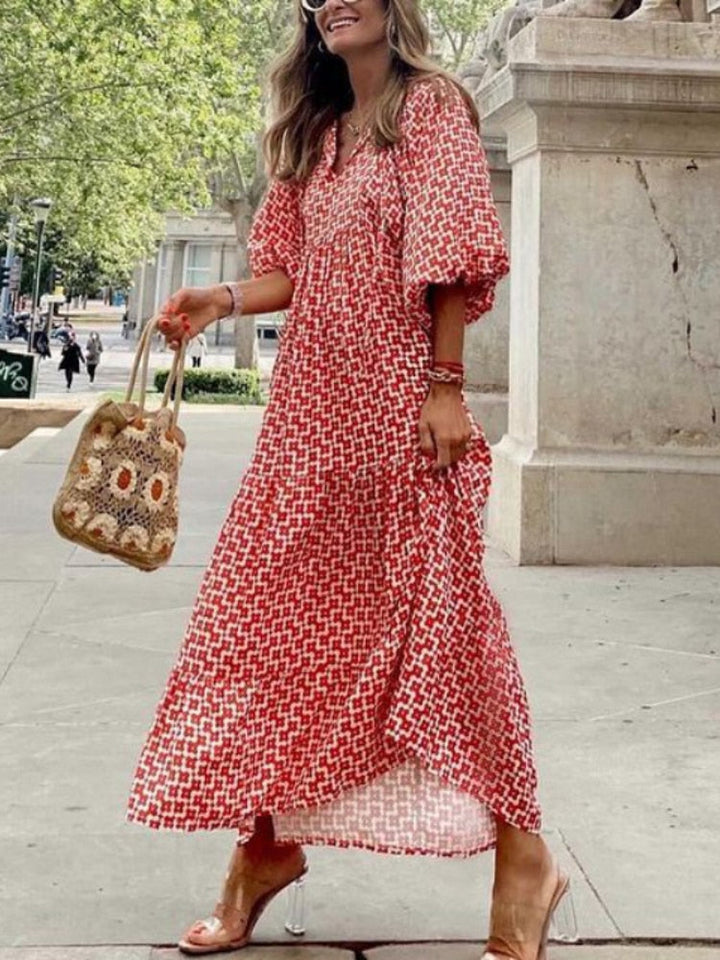 Printed maxi dress with waist band – Aurelia
