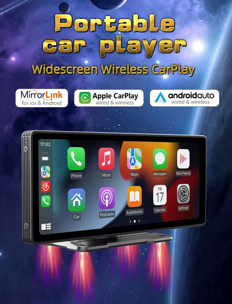 Universal 10.26-inch (26.06 cm) Car Multimedia Player with Wireless CarPlay and Android Auto