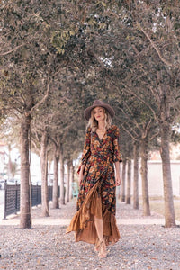 Vestido midi con estampado de flores - Lily