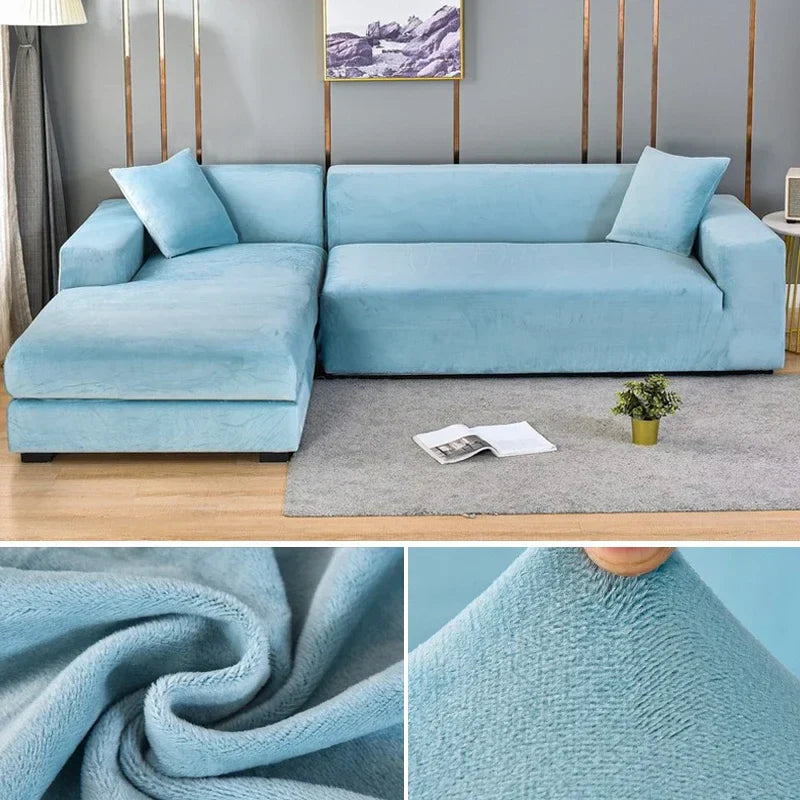 Stretch velour sofa cover with luxurious finish – Sofina
