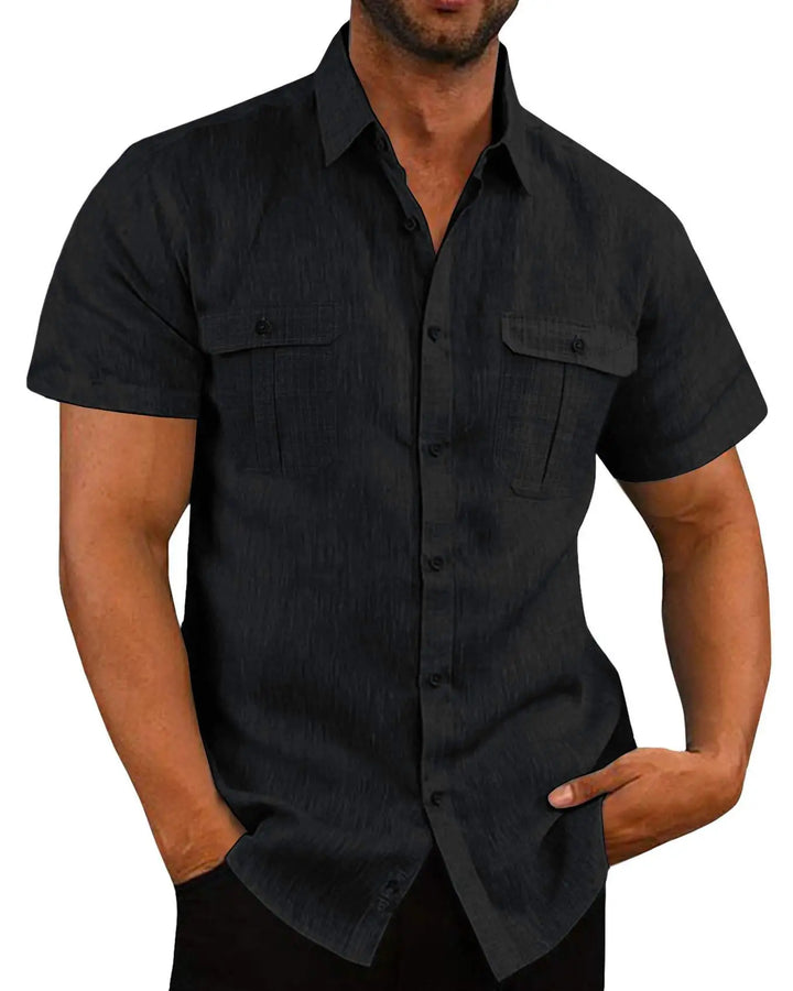 Men's Short-Sleeve Shirt with Chest Pockets and Kent Collar – Lennard