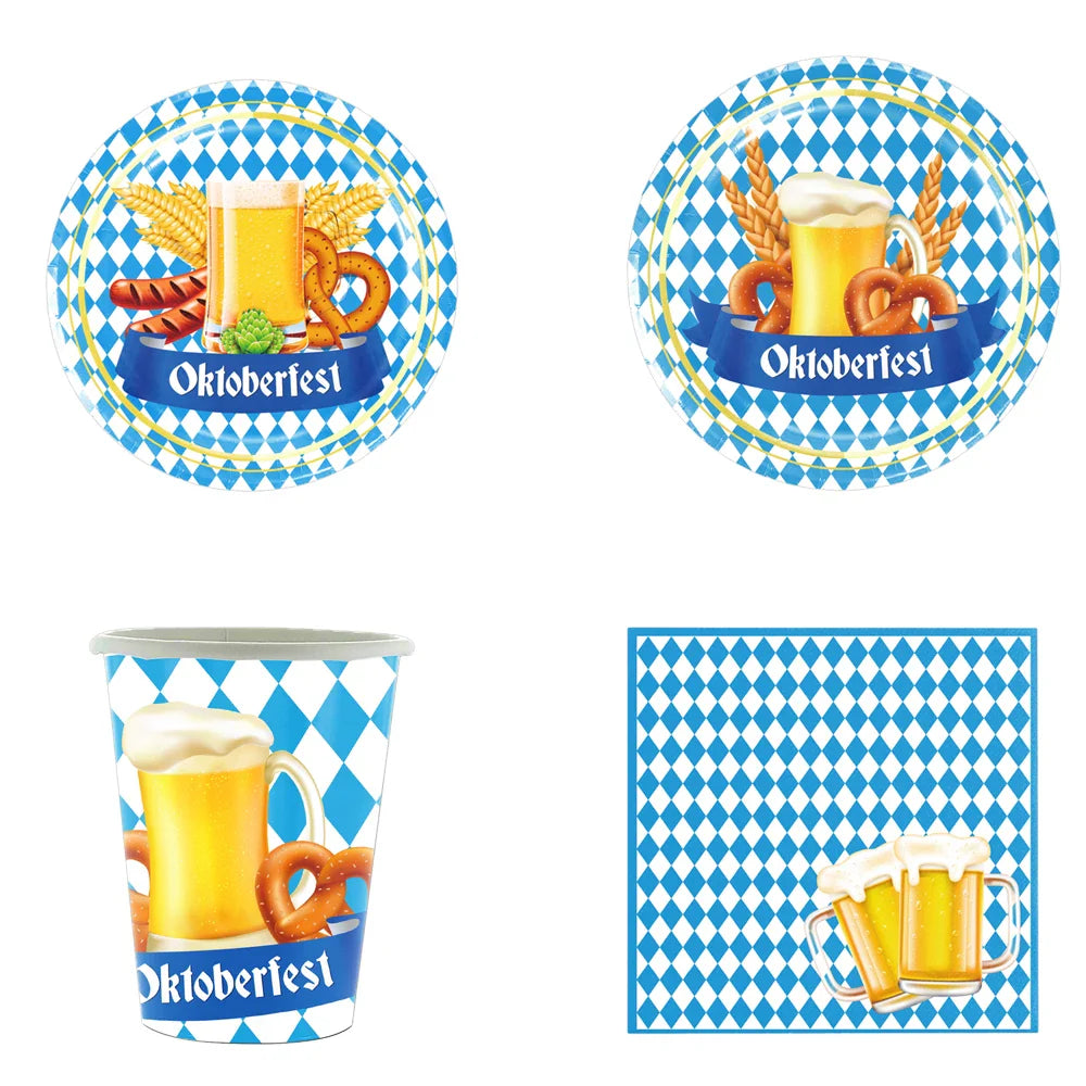 Disposable party tableware set in Oktoberfest design (including tablecloth) – GaudiSet Oktoberfest 2025