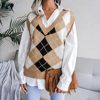 Women's Checked Knitted Vest Top – Yara