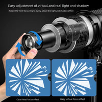 Conjunto de lentes cónicas para foco óptico con 35 gobos y montaje Bowens – Lumina