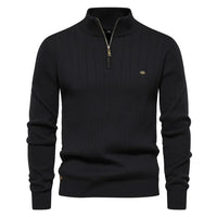 Herren Strickpullover aus Baumwolle mit Reißverschluss & Stehkragen – Ardel