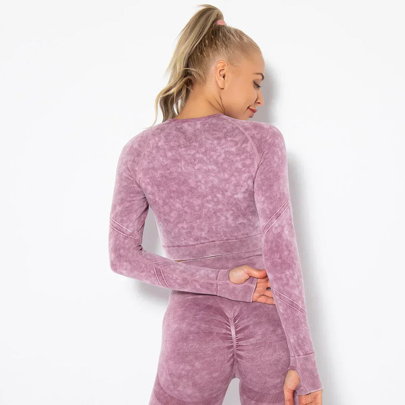 Conjunto de yoga para mujer sin costuras con top corto - Nova