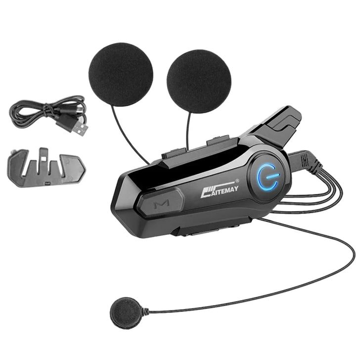 AA OOS Bluetooth motorcykelhjelm intercom headset med 1000 m rækkevidde og IPX6 vandtæt – RoadComm