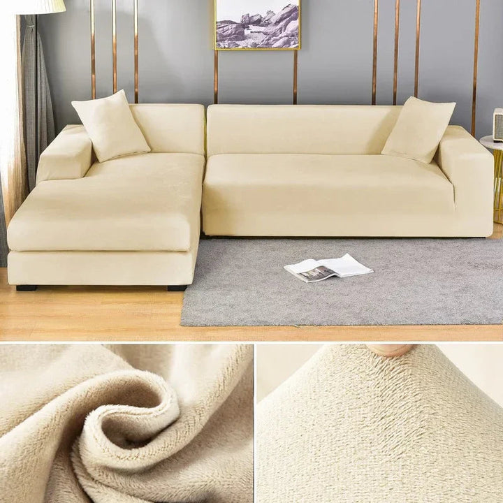 Stretch velour sofa cover with luxurious finish – Sofina