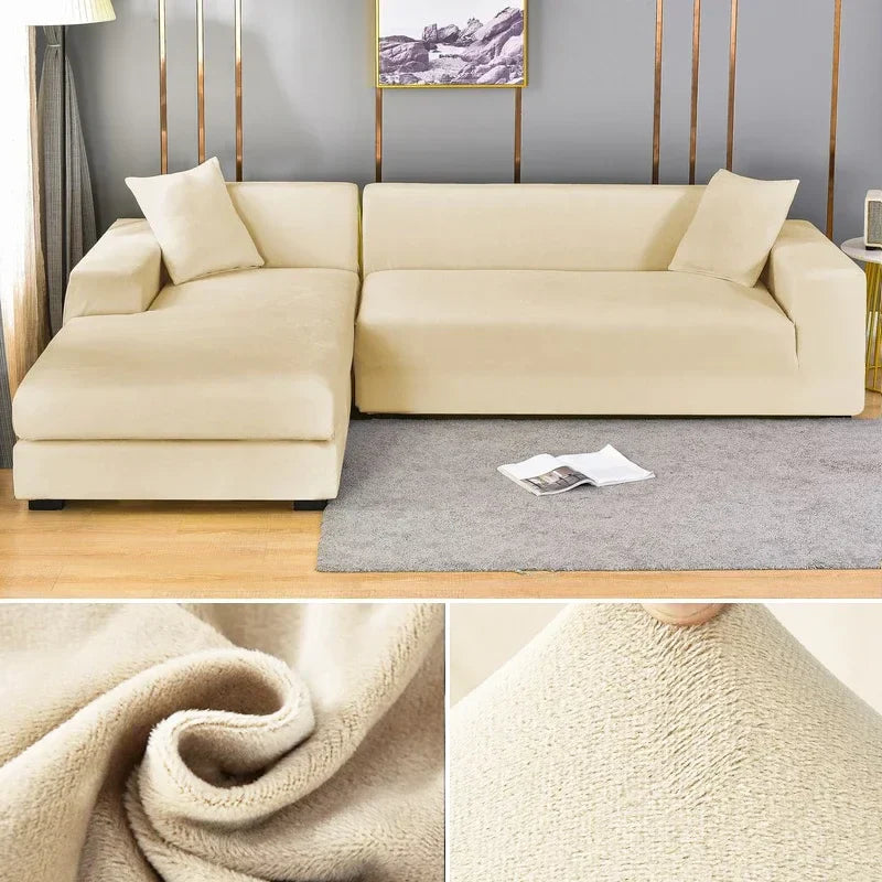 Stretch velour sofa cover with luxurious finish – Sofina