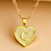 Golden Initial Heart Pendant Necklace - Amara